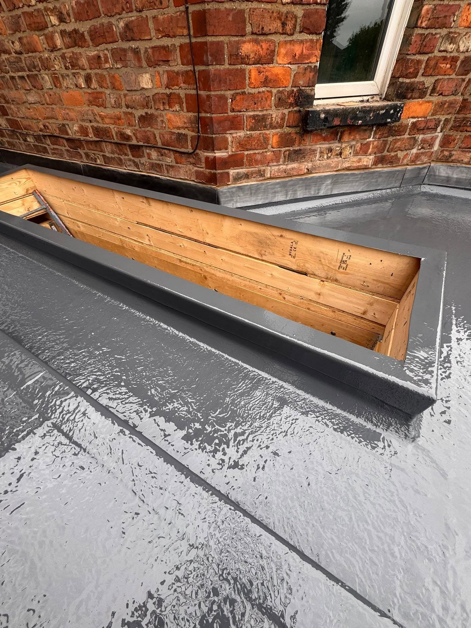 GRP fibreglass upstand and rooflight kerb detail, fully bonded and coated